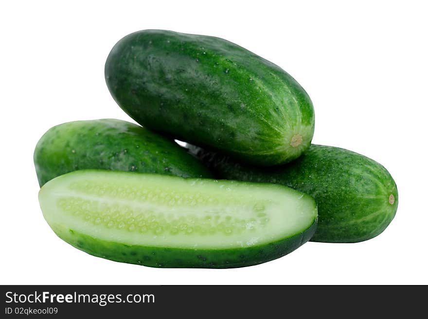 Green cucumber isolated on white background. Green cucumber isolated on white background