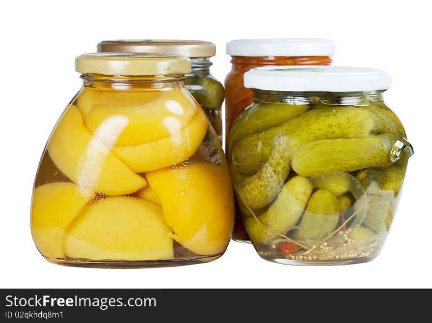 Canned Apricots, cucumbers and carrots