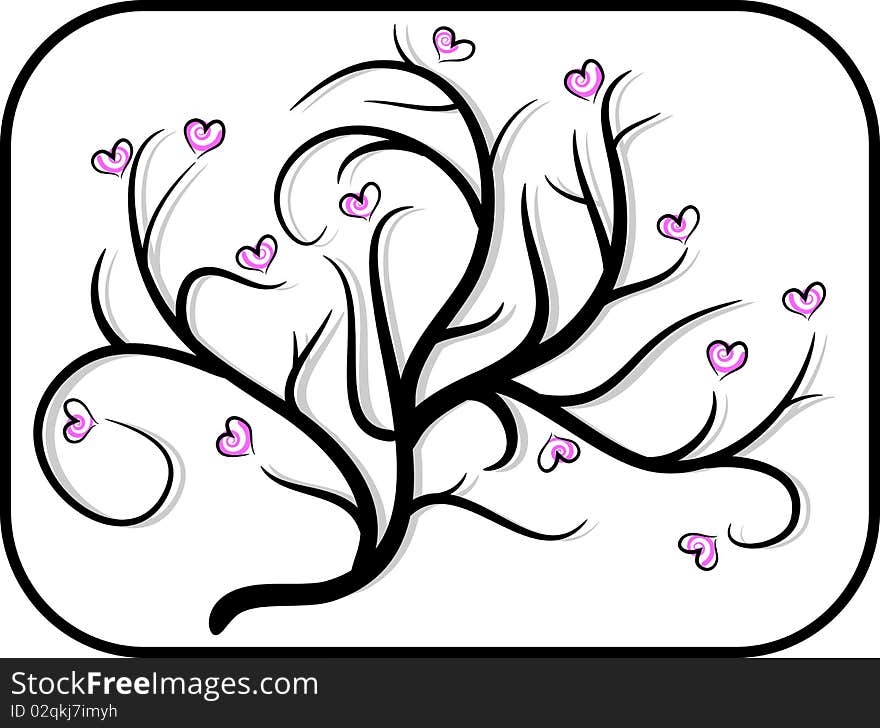 Picture of abstract tree with hearts instead of leafs