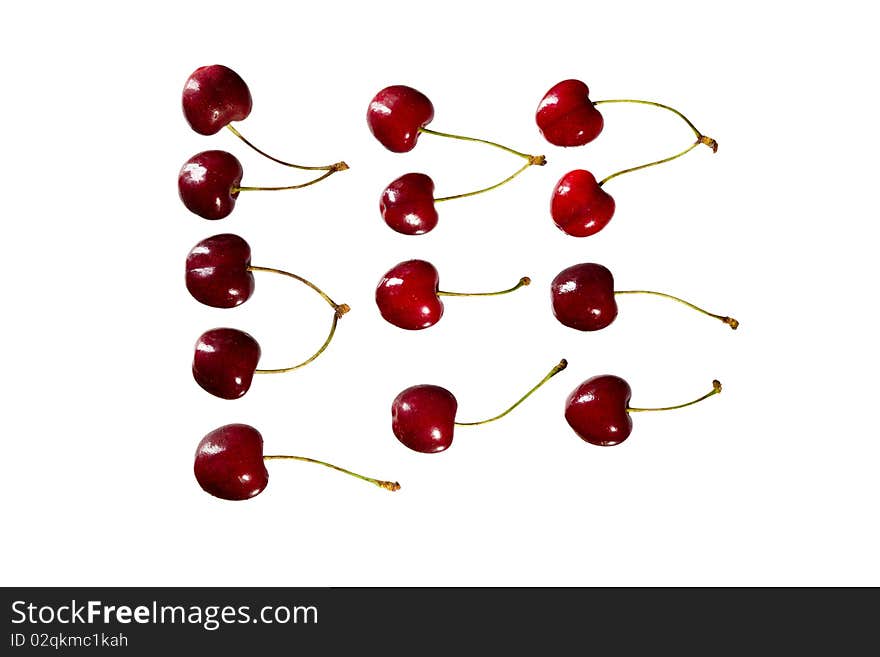 Fresh red Cherry isolated on white background