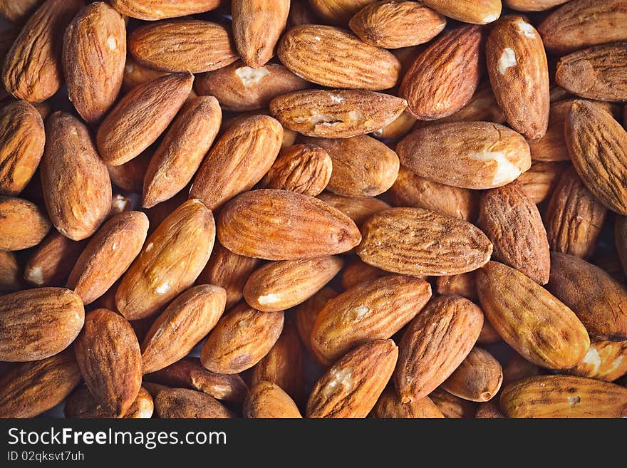 Background of salt in almonds