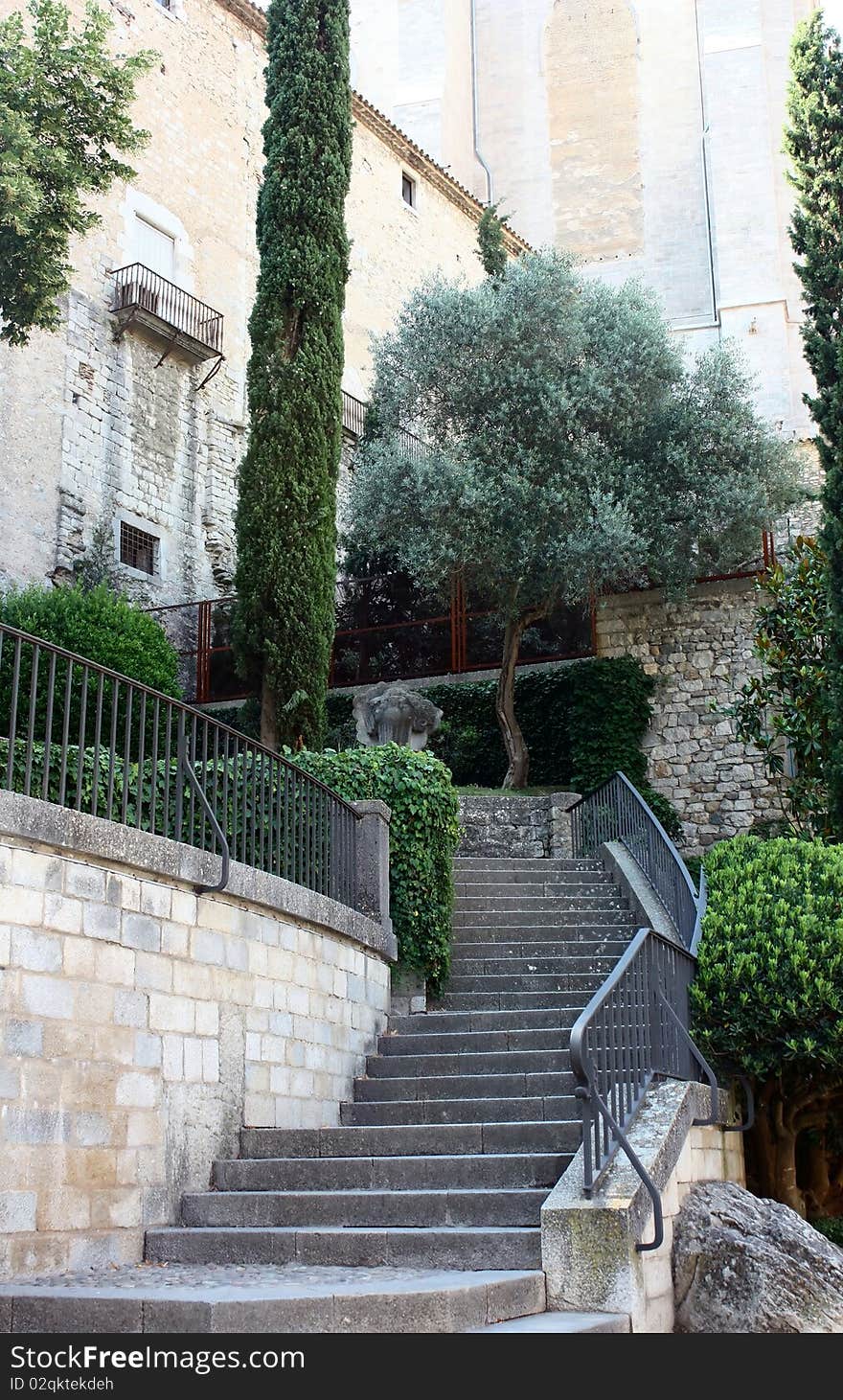 Stairway To Historic Building In Gerona, Spain