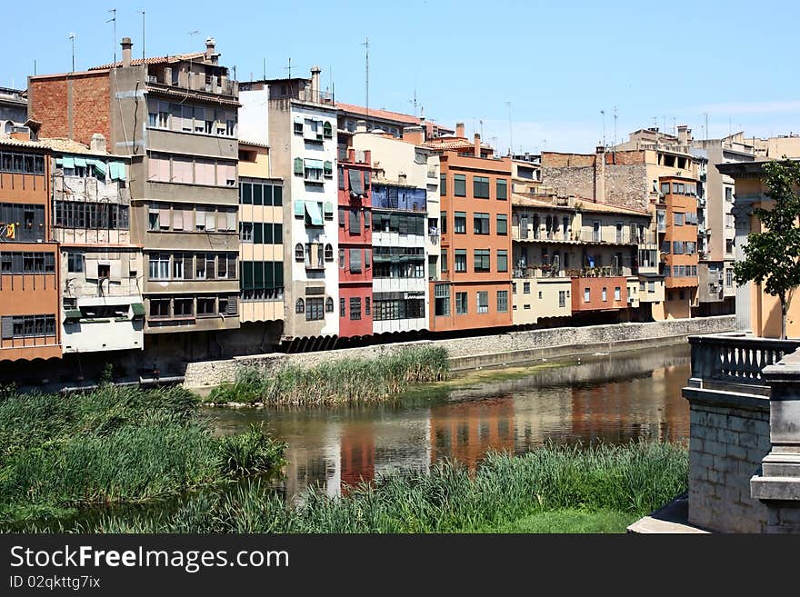 Panoramic view of Girona, Spain. Panoramic view of Girona, Spain