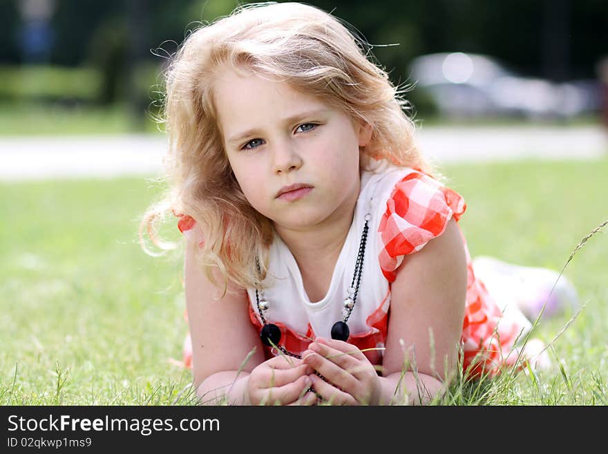 Closeup portrait of beautiful little girl