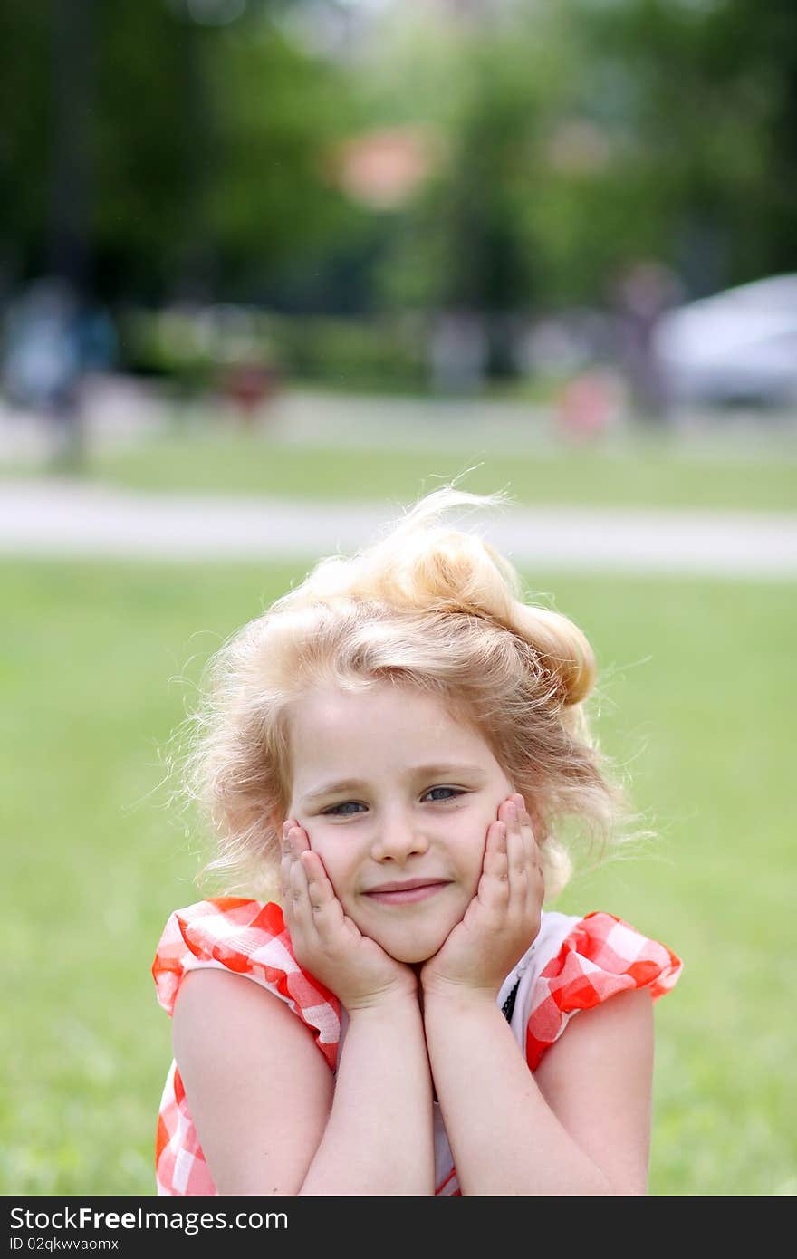 Closeup portrait of beautiful little girl