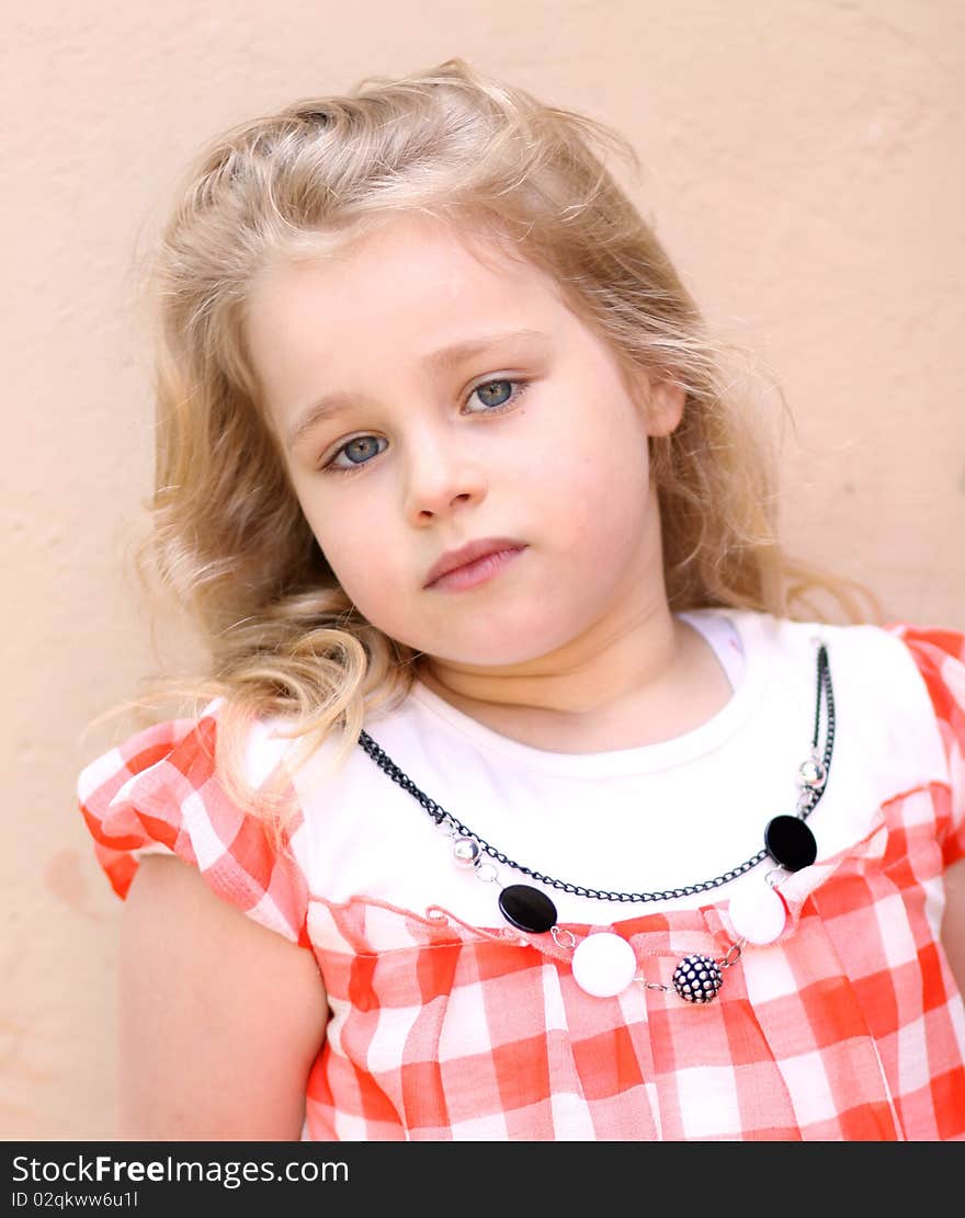 Closeup portrait of beautiful little girl