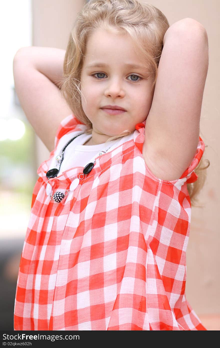 Closeup portrait of beautiful little girl