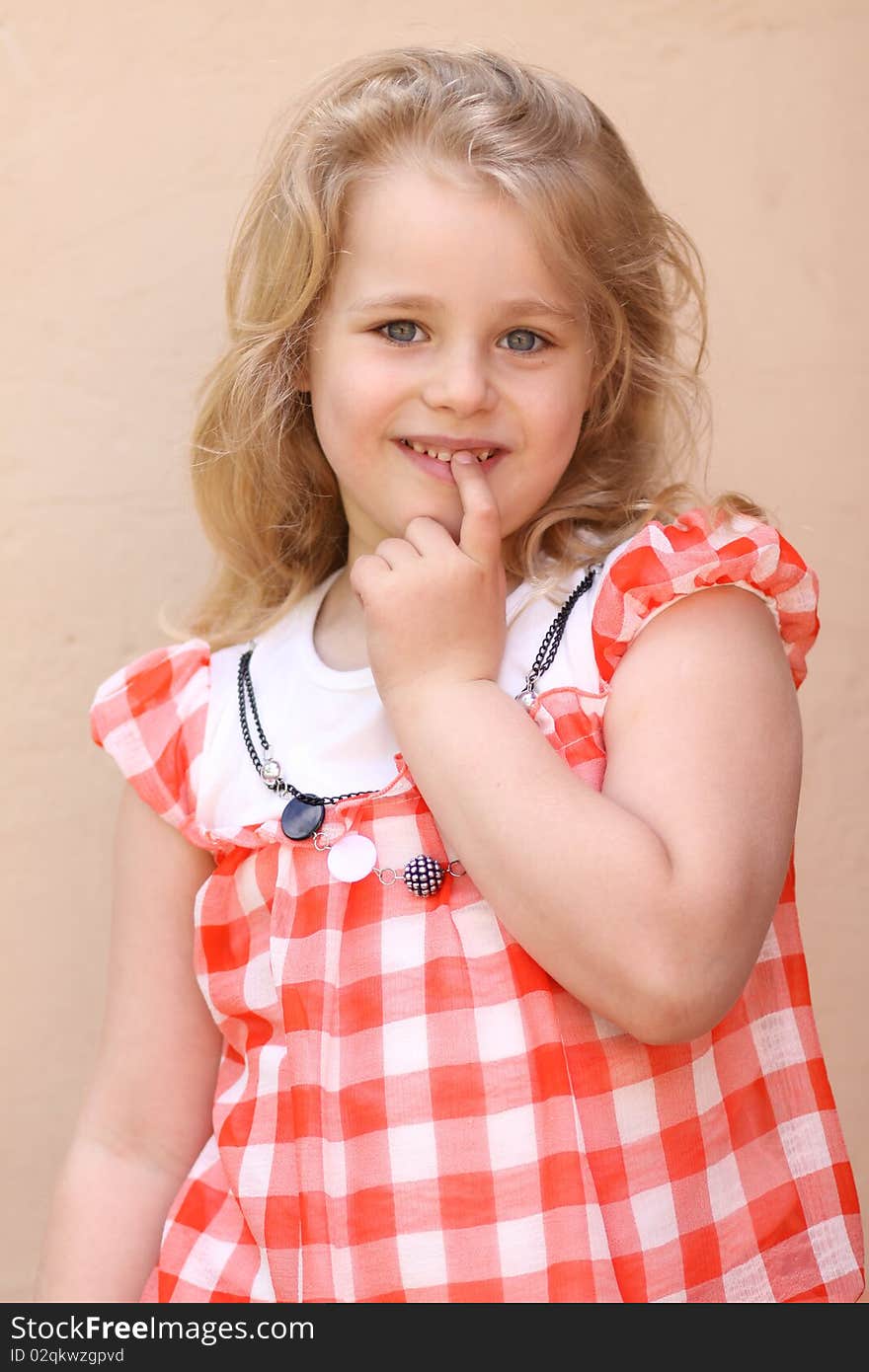 Closeup portrait of beautiful little girl