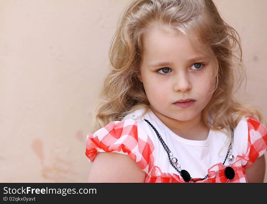 Closeup portrait of beautiful little girl