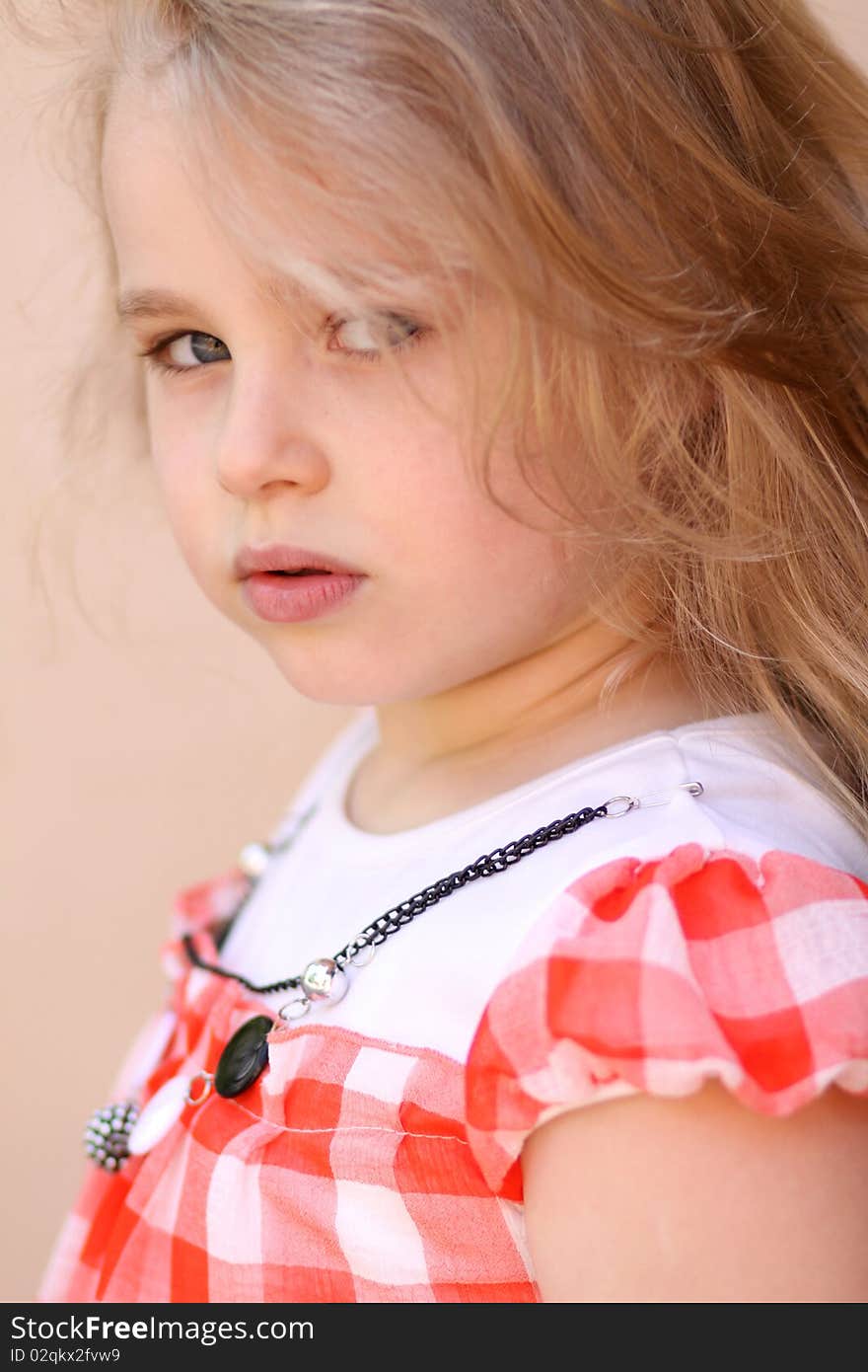 Closeup portrait of beautiful little girl