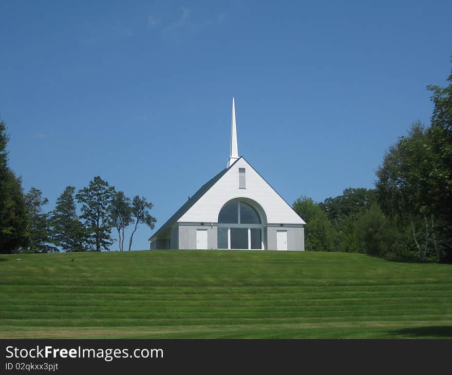 The chapel on top of the hill overlooking the Vietnam Veterans Memorial Cemetery where services are held for Veterans .