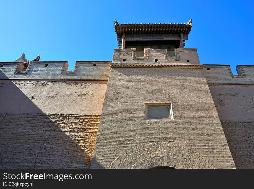 It is the jiayuguan old city. It is the jiayuguan old city.