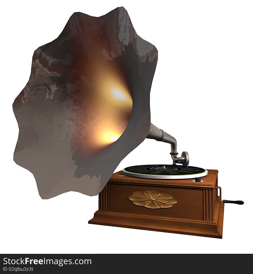 An antique Gramophone illustration isolated. An antique Gramophone illustration isolated.