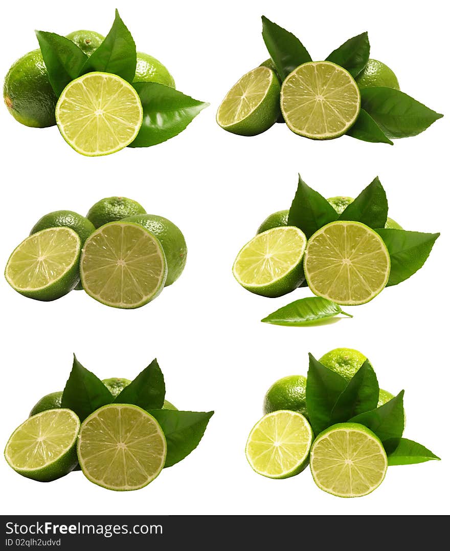 Mojito, limes and mint isolated on a white background. Mojito, limes and mint isolated on a white background