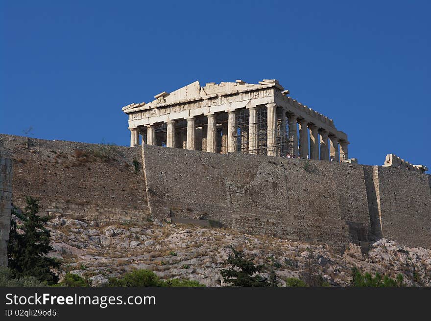 Ruins of Parthenon temple in Acropolis, Athens, Greence. Ruins of Parthenon temple in Acropolis, Athens, Greence