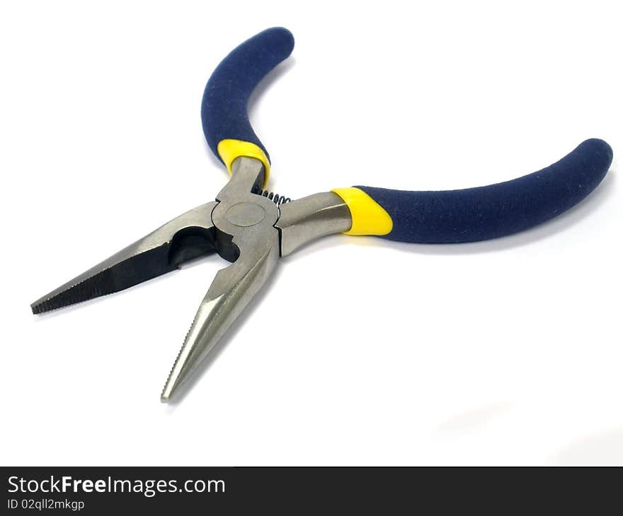 Small pliers on the white isolate background