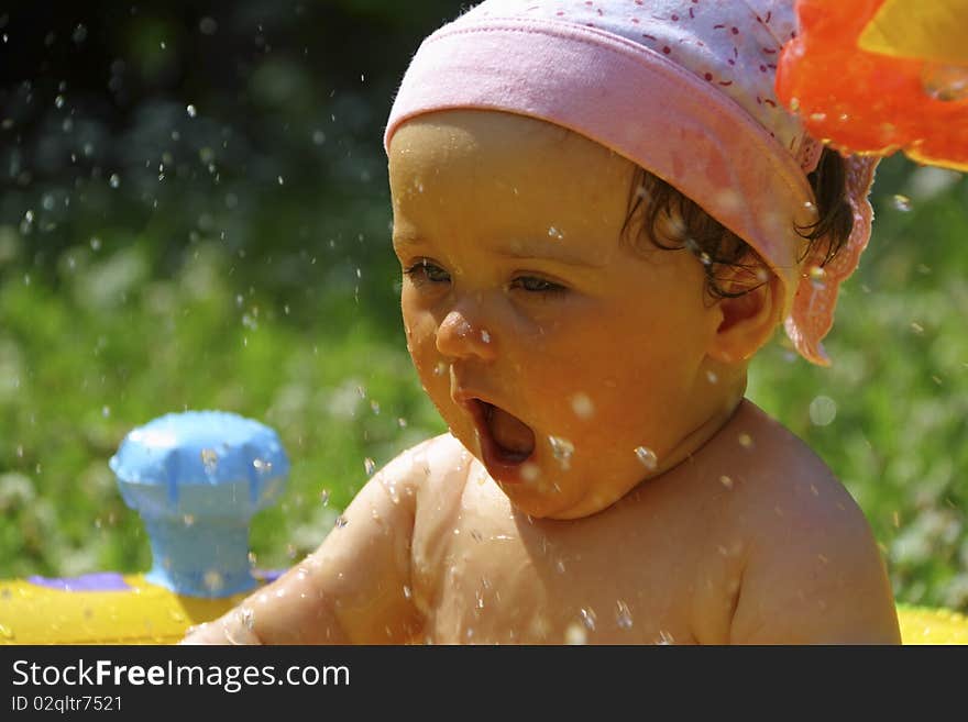 Young girl have fun in the water. Young girl have fun in the water