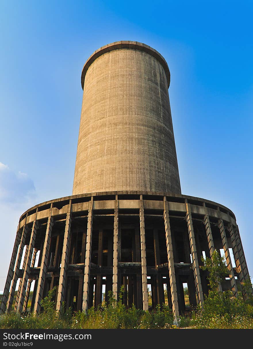 Tower power plant in ruin