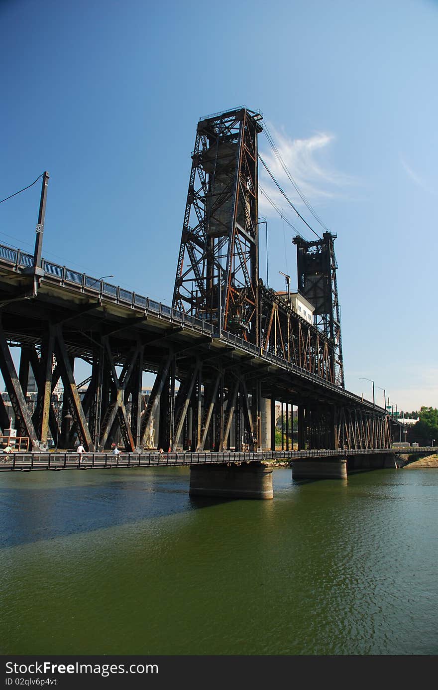 The steel bridge in Portland, Oregon, USA. The steel bridge in Portland, Oregon, USA