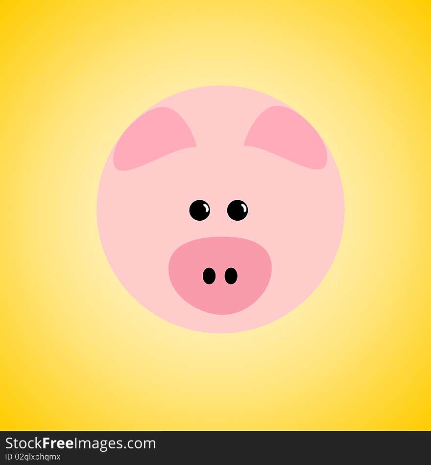 Pig head in yellow icon. Pig head in yellow icon