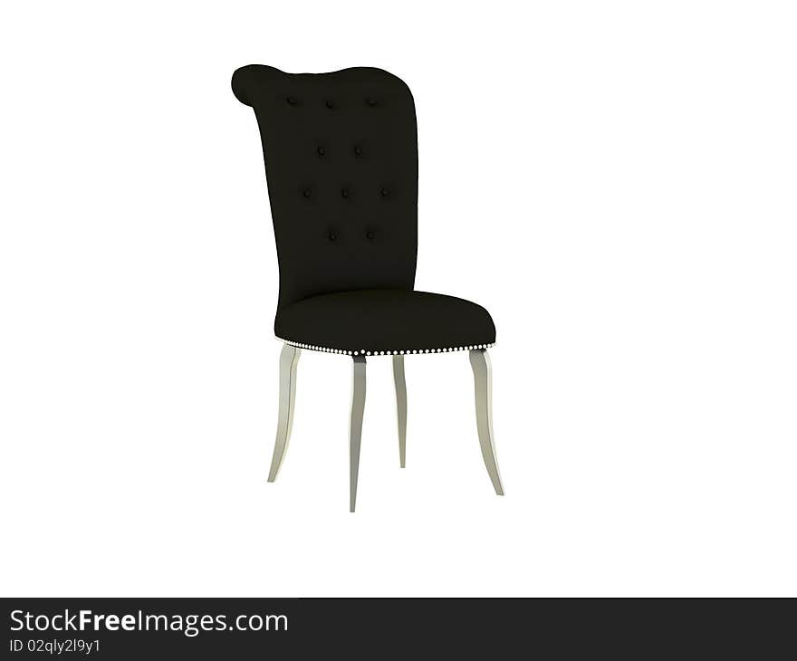 Classic black armchair isolated on white, 3d render/illustratuion