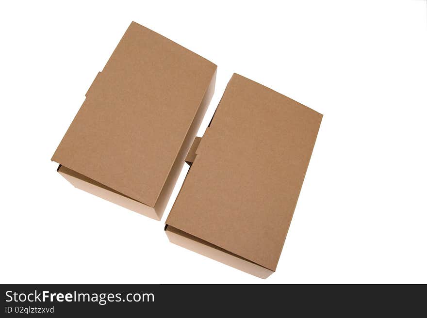 Brown cardboard box, Isolated on white.