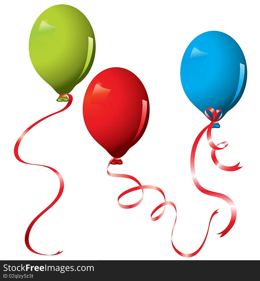 Balloons on ribbons. Vector Image. Balloons on ribbons. Vector Image