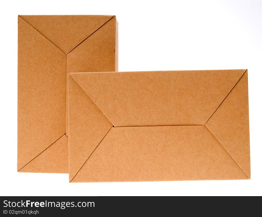 Brown Cardboard Box, Isolated On White.