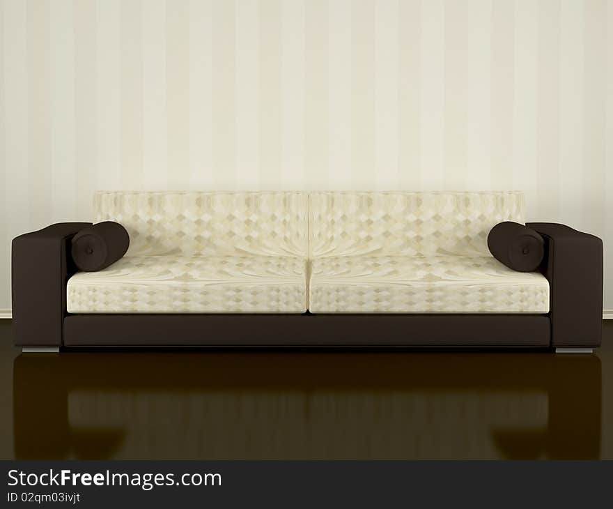 Modern brown sofa indoor, 3d render/illustratuion