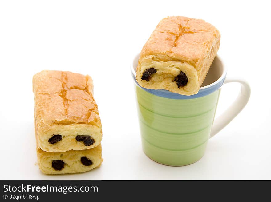 Pastry filled with chocolate piece