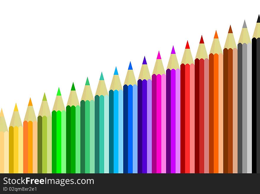 Many colored pencils skew beaded. Many colored pencils skew beaded