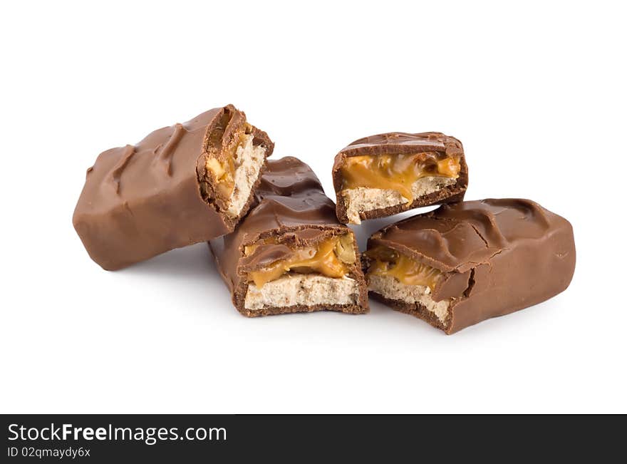 Chocolate with caramel isolated