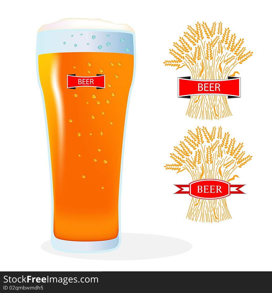 A glass of beer. Vector illustration.