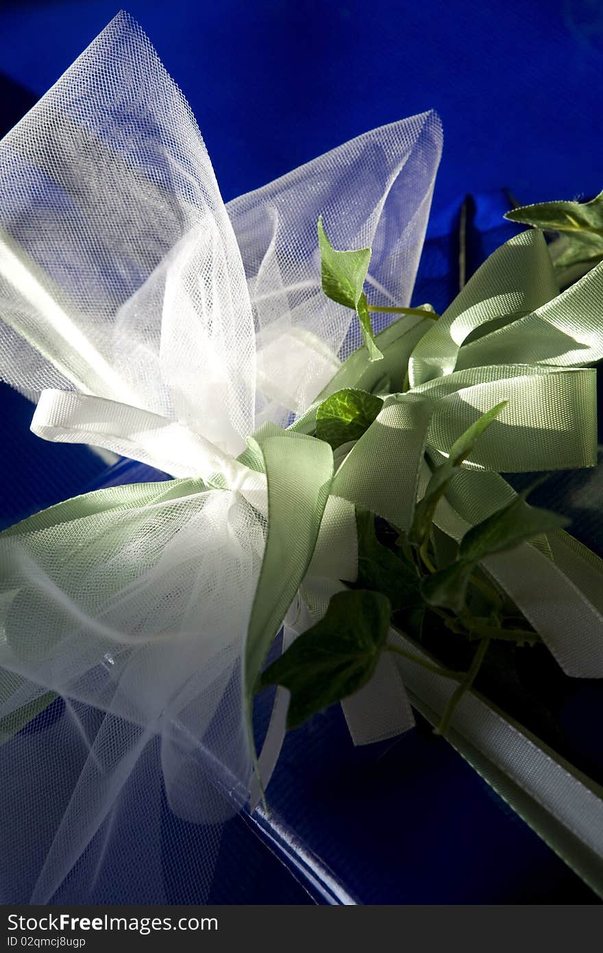 Nice gift decoration with white and green Ribbon