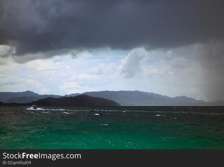 Thunderstorm over the sea, Thailand