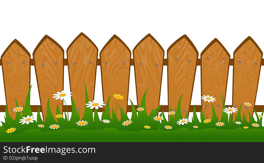 Country Fence with camomiles for a design