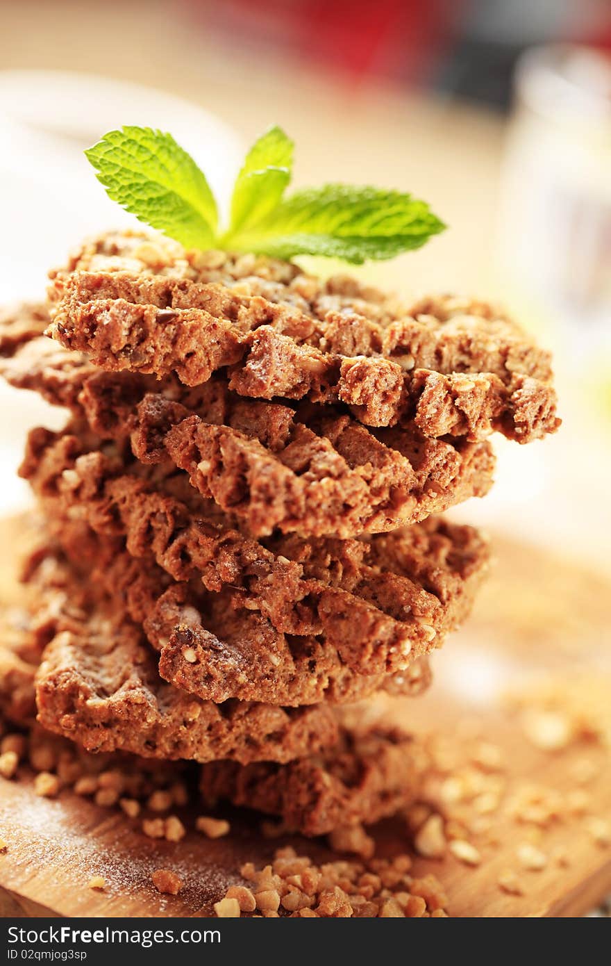 Stack of wholegrain nutty cookies