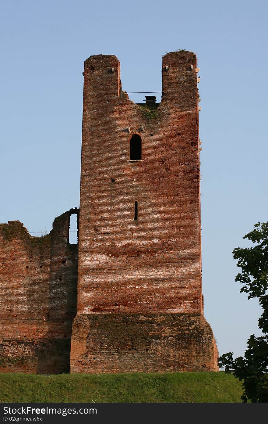 Castelfranco Veneto Citadel Tower, Italy. Whole fortress build in bricks. Castelfranco Veneto Citadel Tower, Italy. Whole fortress build in bricks