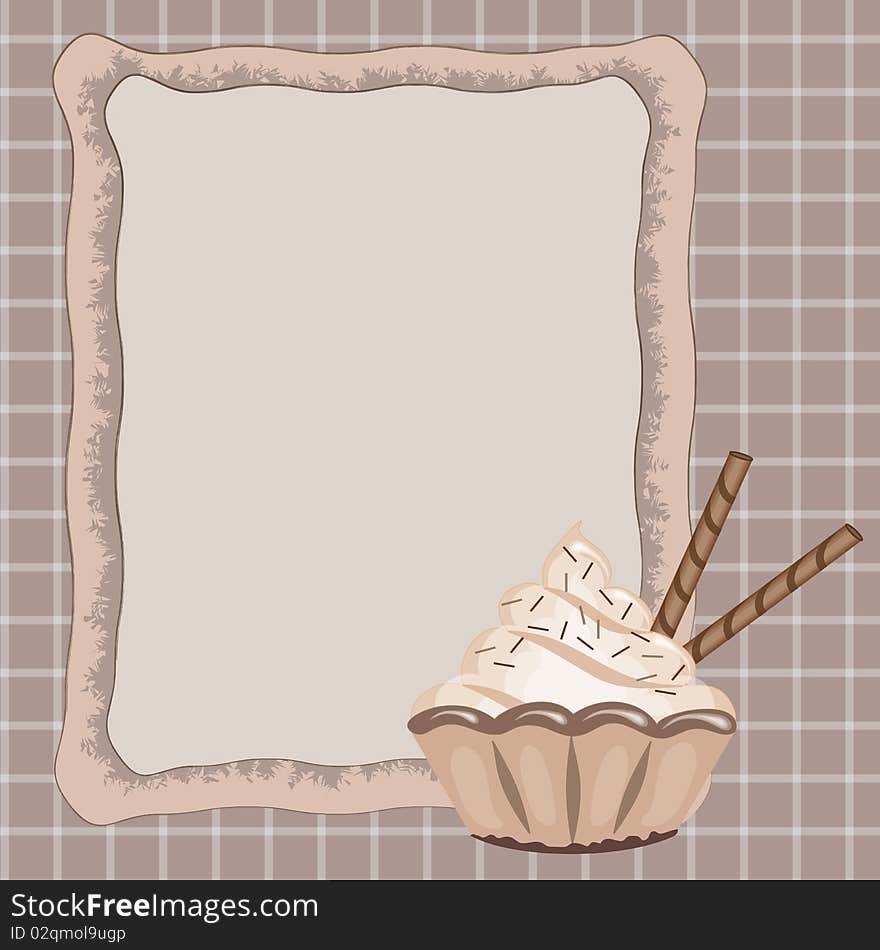 Cake with frame in the brown colors.