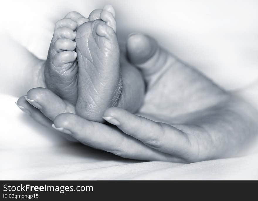 Babys´ feets in mothers´hand.