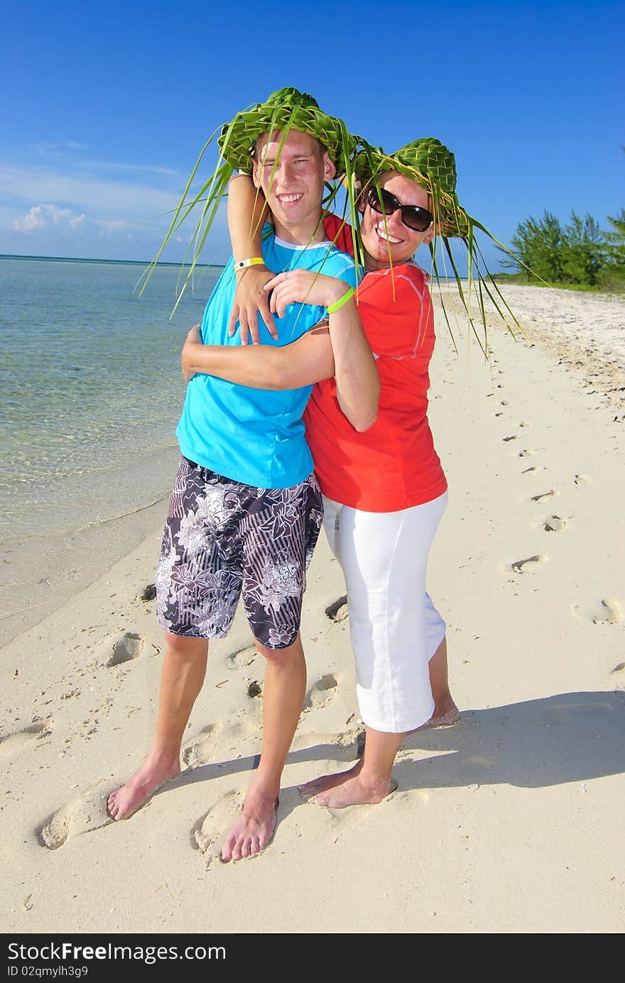 Mother and son together on Cayo Coco Island