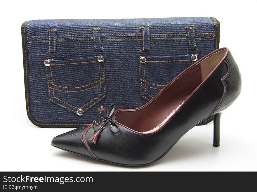 Jeans bag with shoe