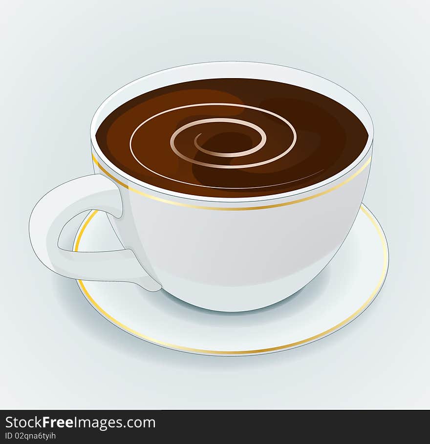 Porcelain cup of coffee on a white background