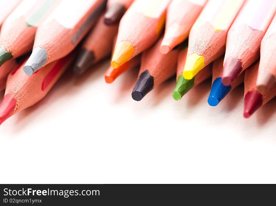 Collection of colorful pens over white background. Collection of colorful pens over white background