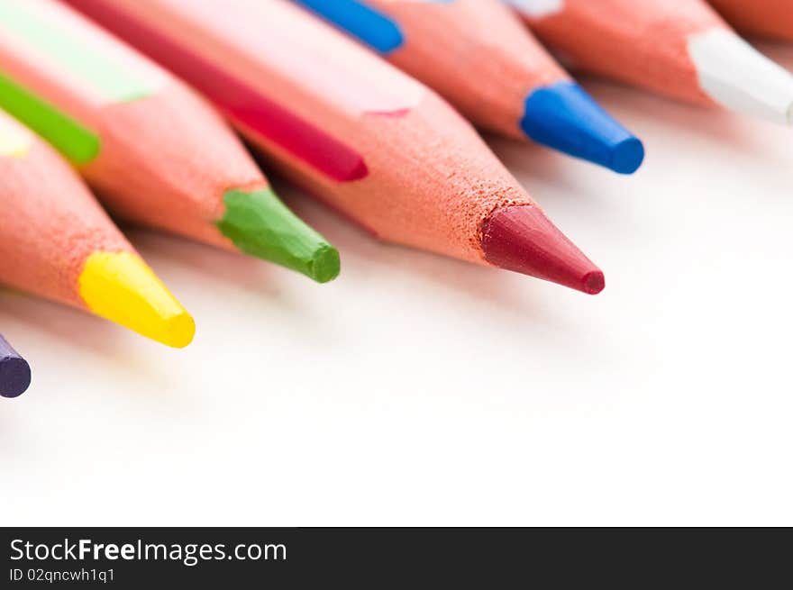 Collection of colorful pens over white background. Collection of colorful pens over white background