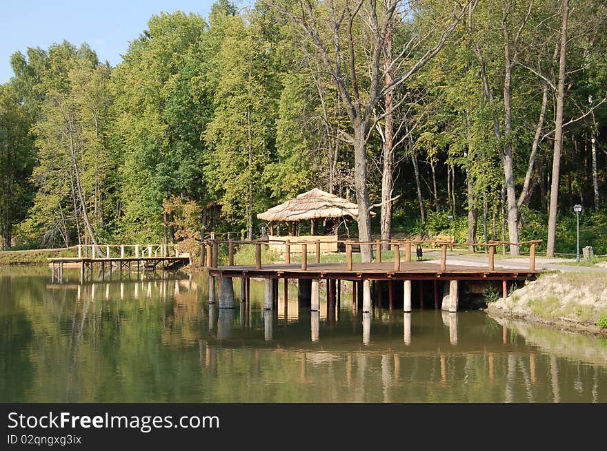 Landing stage on lake