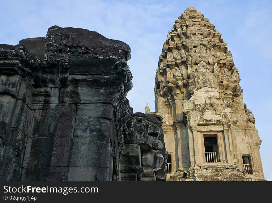 Angkor Wat tower on evening, Cambodia