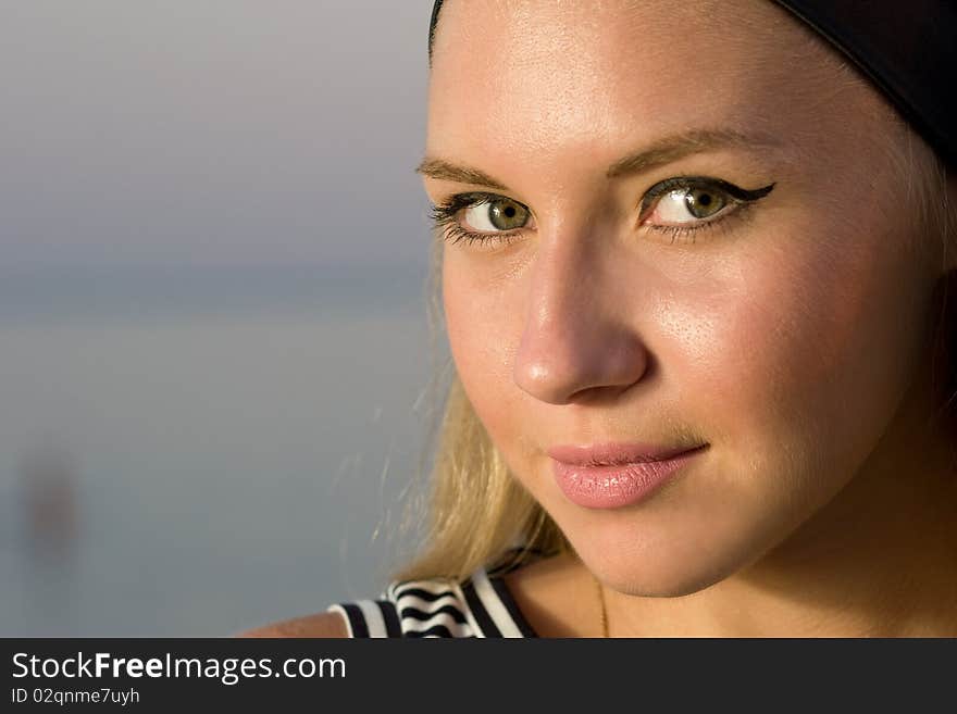 Closeup photo of attractive white chick. Closeup photo of attractive white chick