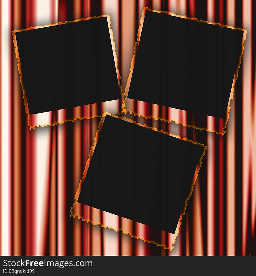 Blank photo frames on colored background