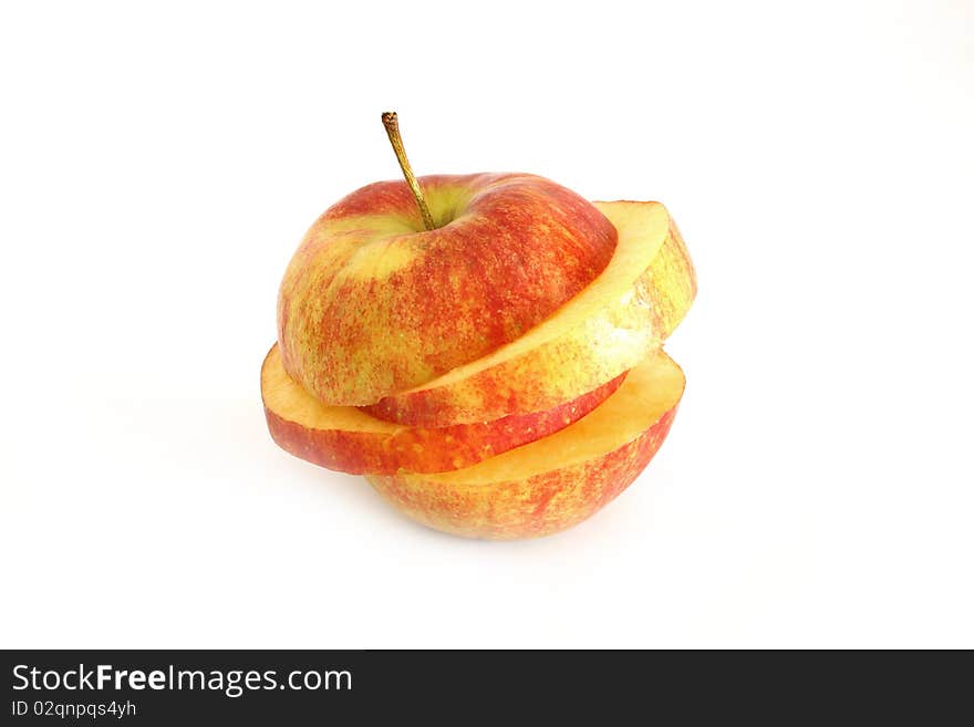 Sliced red apple on white background